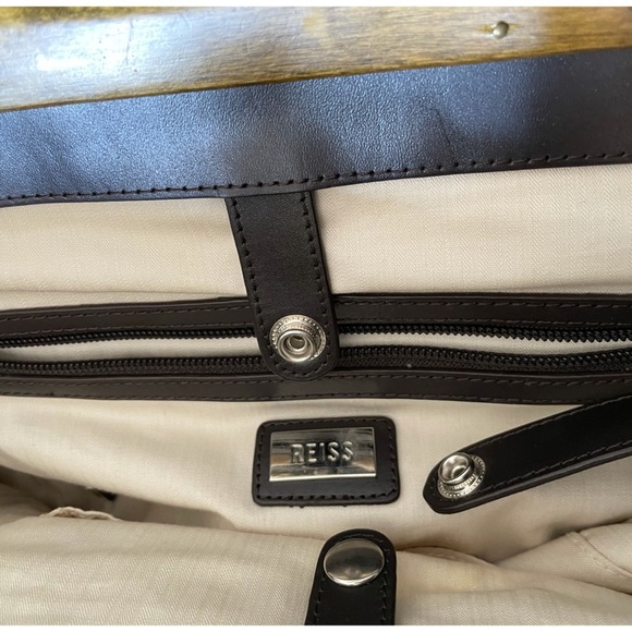 Reiss large satchel bag in lustery tweed w leathr - Picture 5 of 13